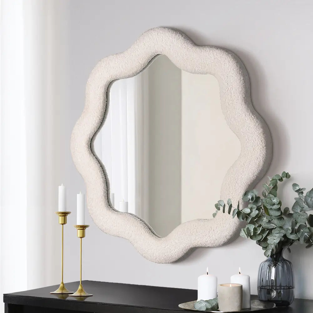 Sabrina Scallop Fabric Wall Mirror 800MM x 800MM