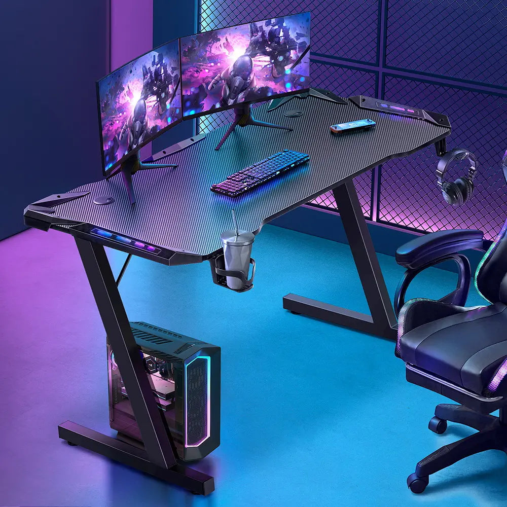 Side view of the Parker Gaming Desk showcasing its sleek, modern design
