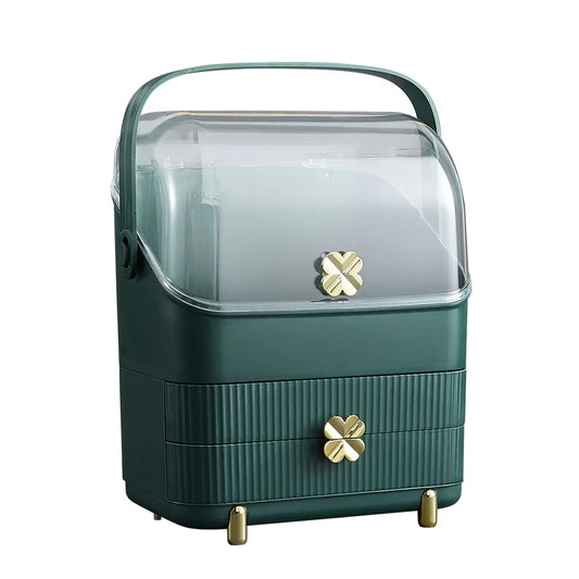 Side view of the Tuxe Organizer showcasing multiple drawers and compartments
