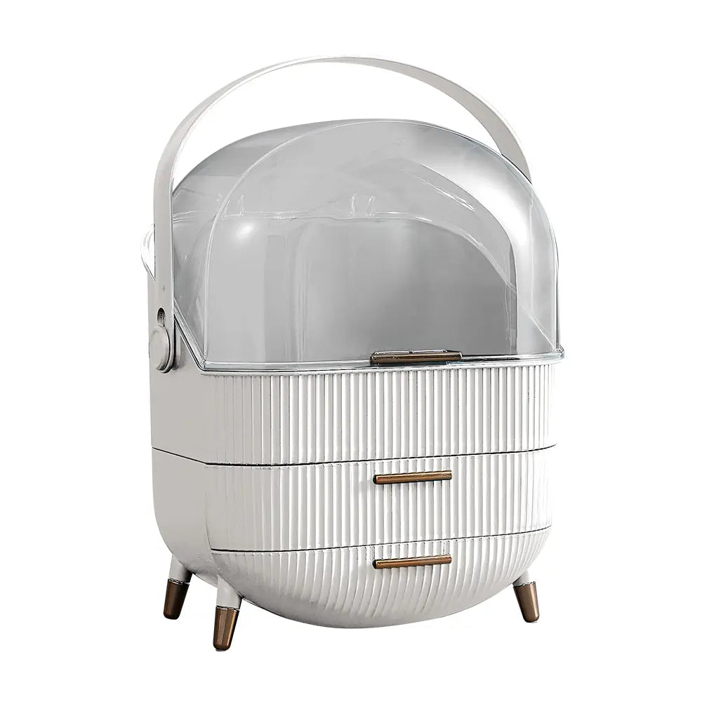 Side view of the Vernice Organizer showing multiple compartments for cosmetics