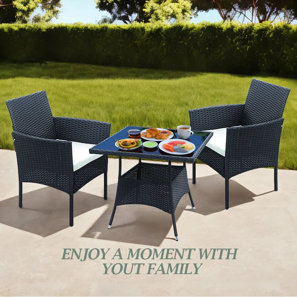 Felix outdoor dining set with cushioned seating in a garden