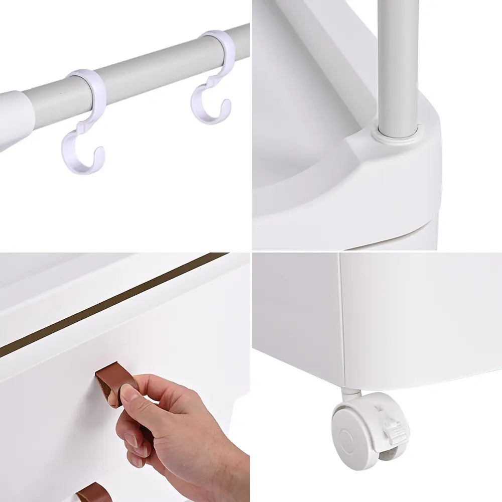 Petervon Clothing Rack with neatly folded clothes in the storage drawer