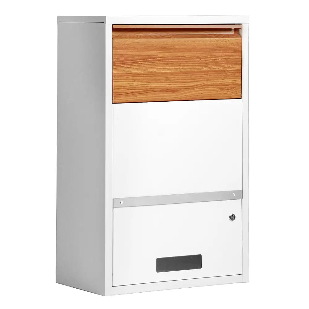 Spacious Dimma parcel box with front-loading door