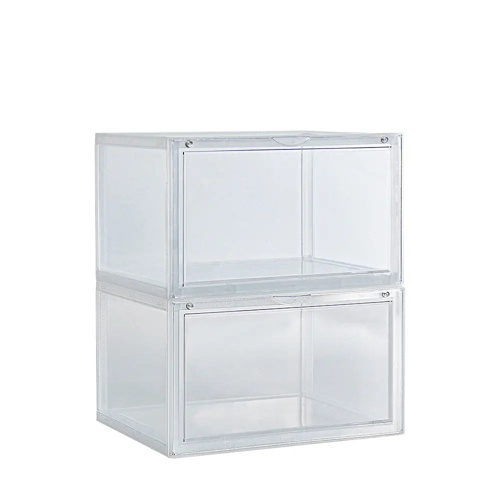 Close-up of Peta Stackable Shoe Box with clear plastic design