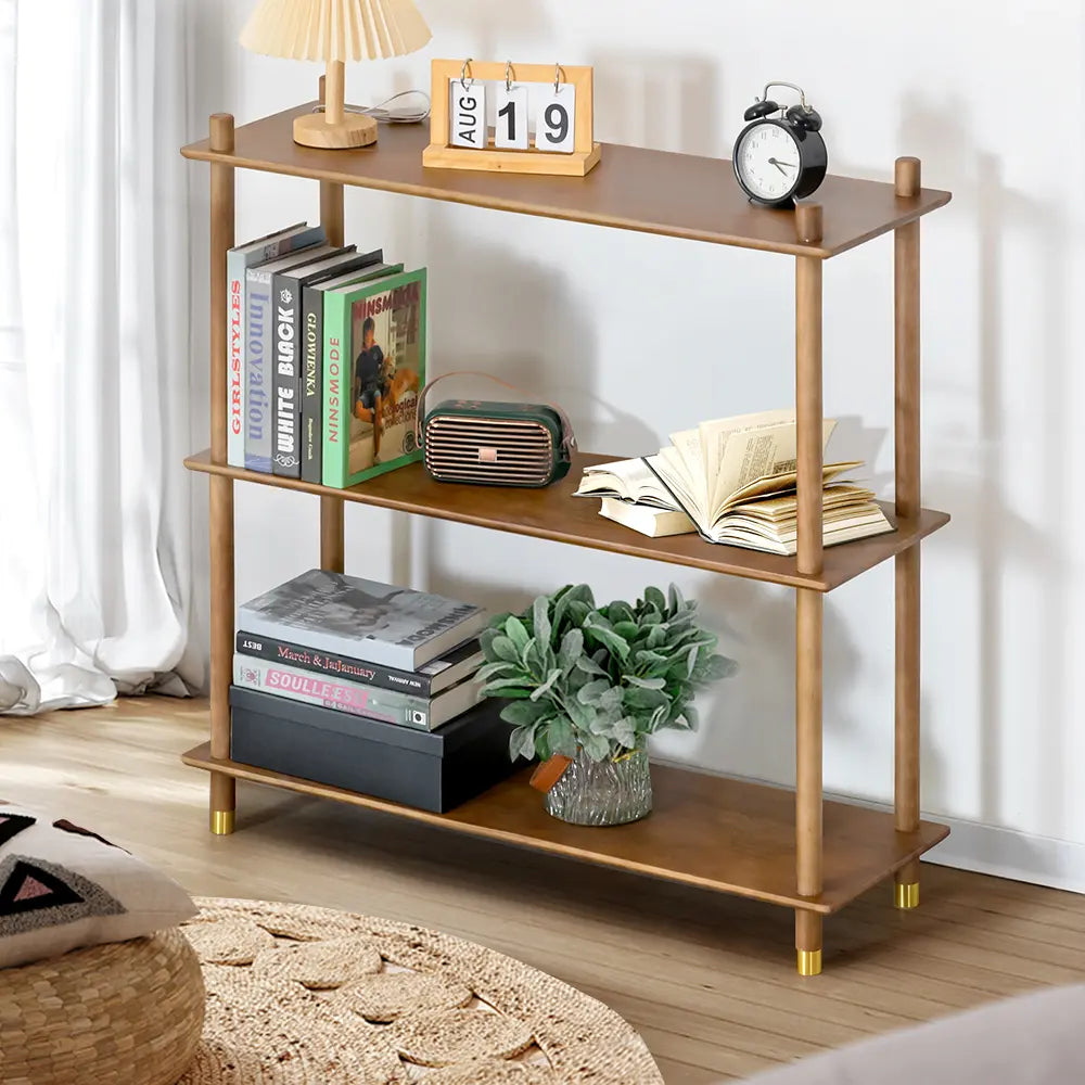 Modern Esther bookshelves with brass feet and wooden shelves