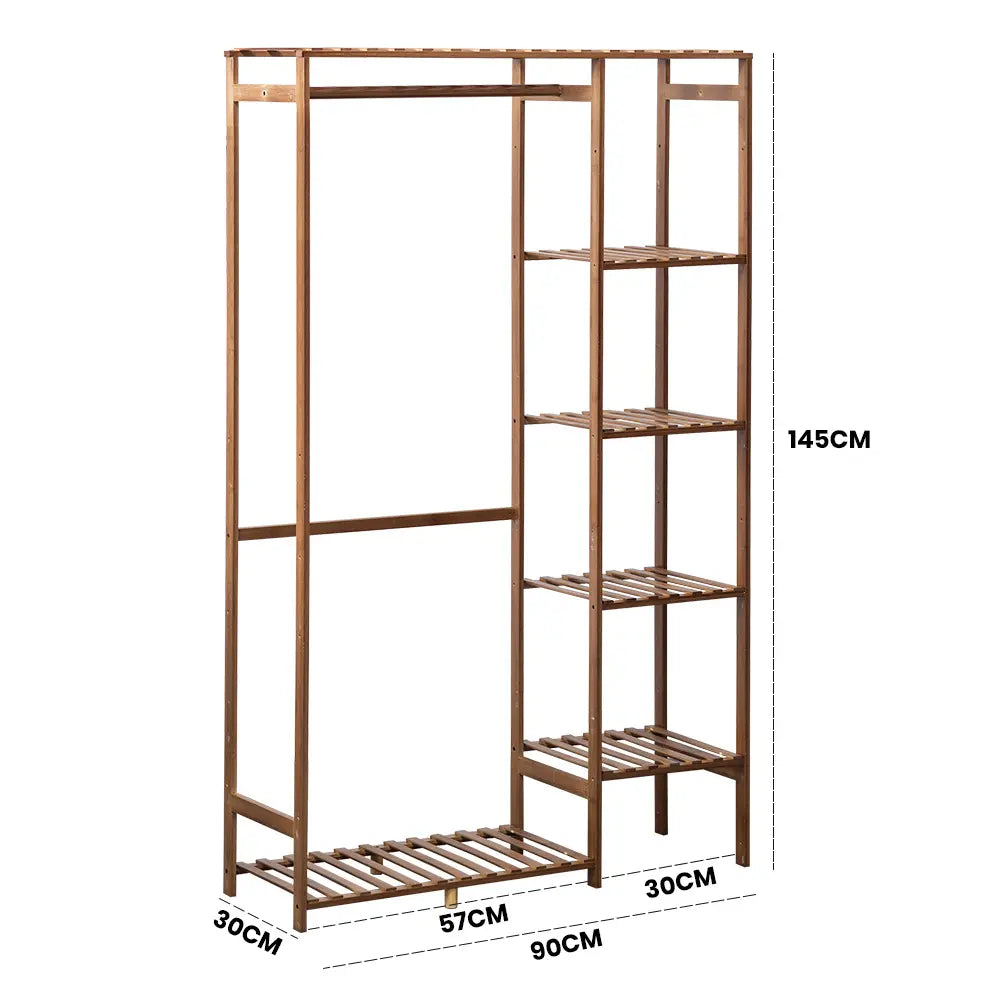 Compact Guerrero garment rack with sturdy wooden structure