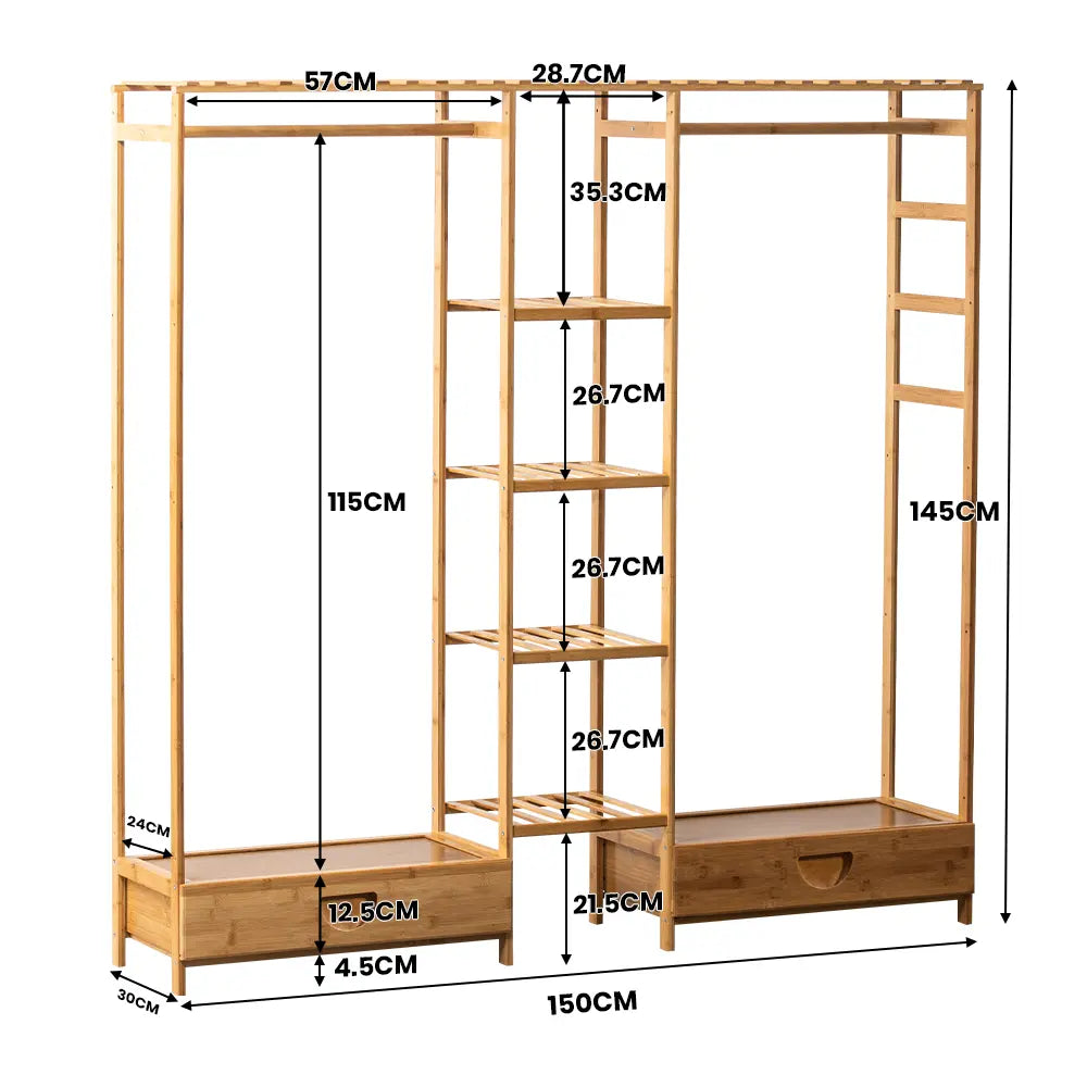 Tessa Wooden Garment Rack  with height features